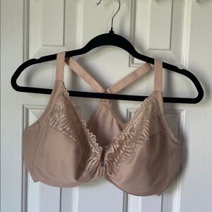 Glamorise Lace Trim Biege Racer-Back Bra 36F